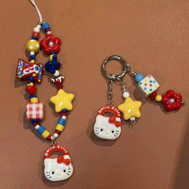 Ključni lančić u Ins stilu s mačjim uzorkom (Materijal: plast/smola; Tehnologija obrade: Drip Glue; Broj artikla: c-1425)