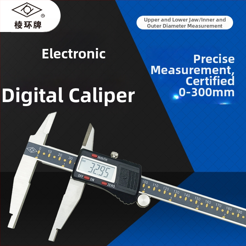 Digitálny posuvný meradlo 0-300 mm, horné a dolné čeľuste, dvojité vonkajšie čeľuste, meranie vnútorného a vonkajšieho priemeru