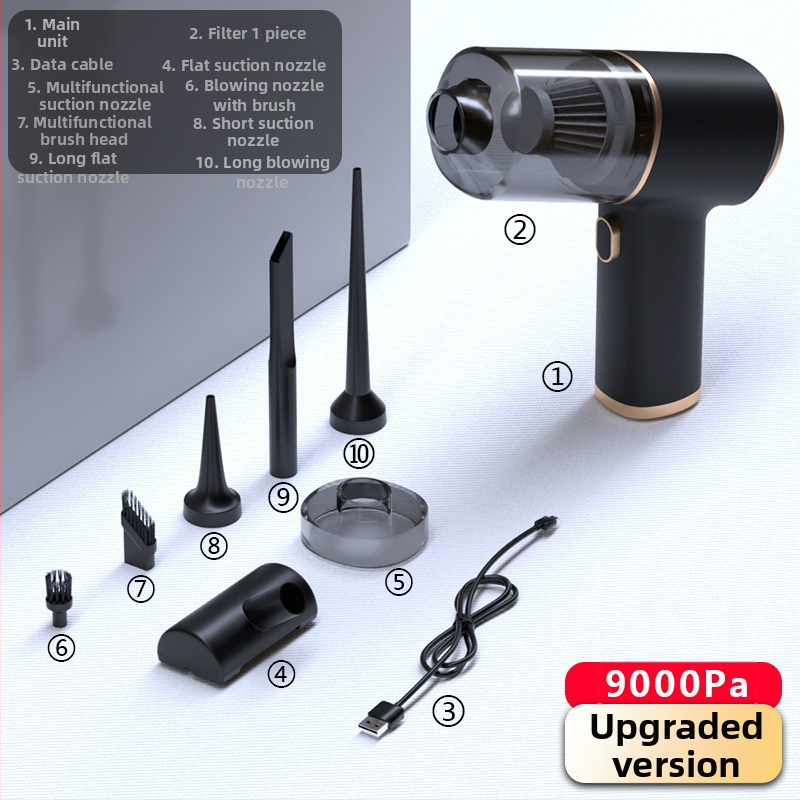 Преносим безжичен вакуум за кола и дом – мокро/сухо почистване, 6000Pa всмукване, 120W, 7.4V, зареждане, 45000 rpm