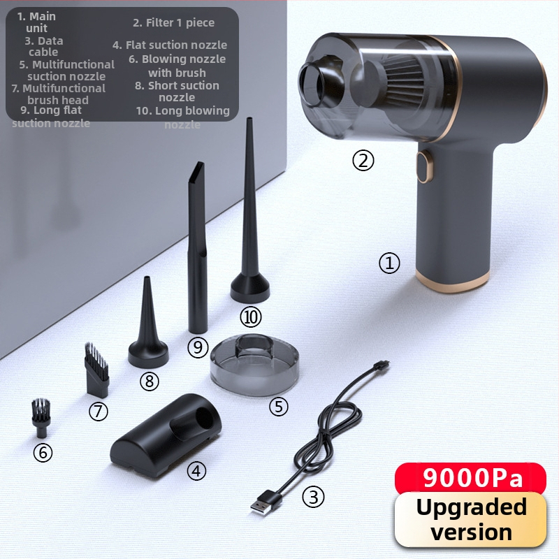 Преносим безжичен вакуум за кола и дом – мокро/сухо почистване, 6000Pa всмукване, 120W, 7.4V, зареждане, 45000 rpm