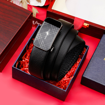 Curea din piele naturală pentru bărbați cu portofel, cataramă automată, piele din primul strat, model carouri, stil business