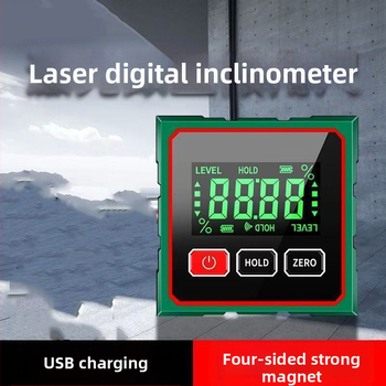 Digitálny inklinometer s meraním 360°, pevná magnetická základňa, vysoká presnosť displeja, laserový merač vzdialenosti
