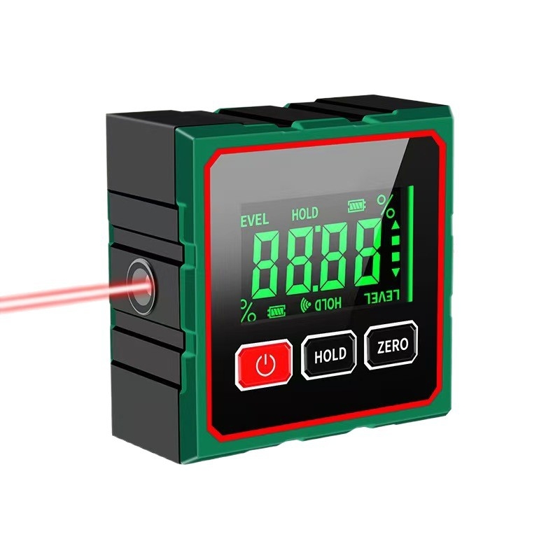 Inclinometru digital cu măsurare de 360°, bază magnetică puternică, afișaj de înaltă precizie, distanțometr cu laser