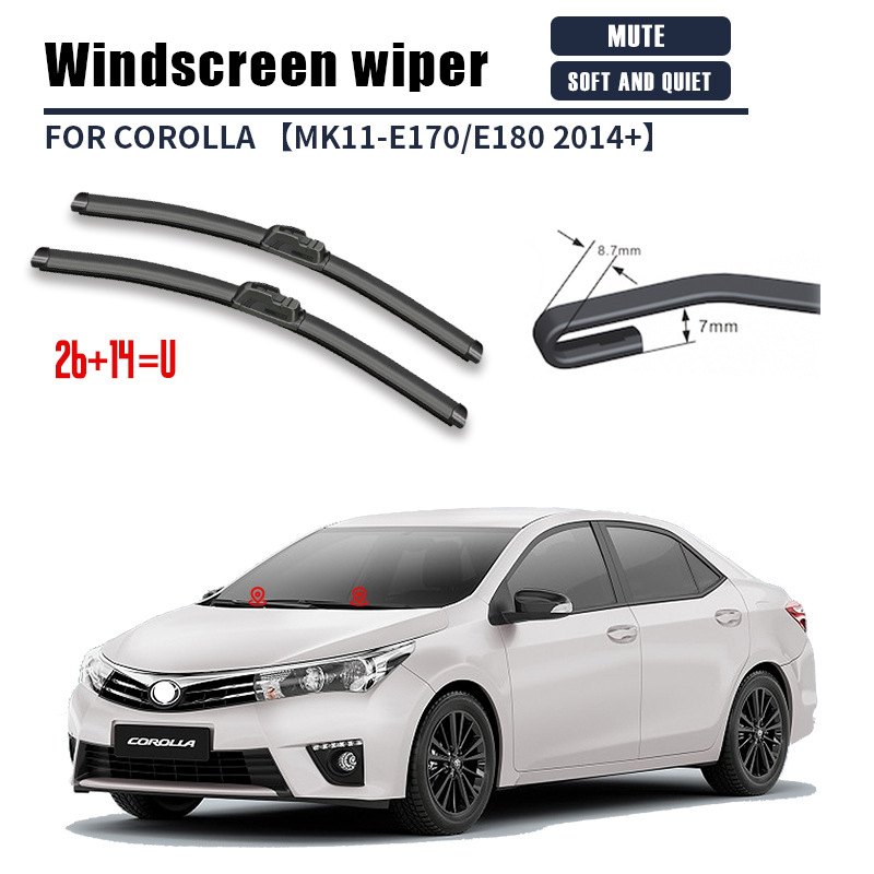 Zadnji bezokvirni brisač za Toyota Corolla, serija Clean, ABS + guma