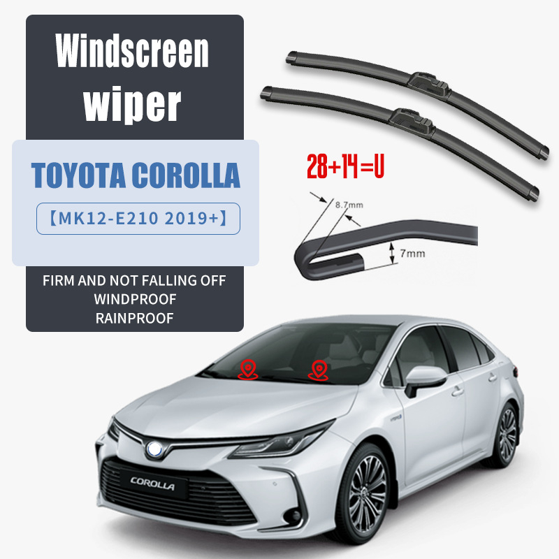 Zadnji bezokvirni brisač za Toyota Corolla, serija Clean, ABS + guma