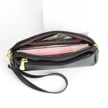 Geantă pentru telefon din PU, în formă de shell, cu fermoar, căptușeală din poliester, buzunar interior