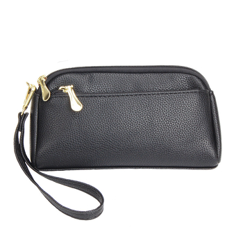 Geantă pentru telefon din PU, în formă de shell, cu fermoar, căptușeală din poliester, buzunar interior