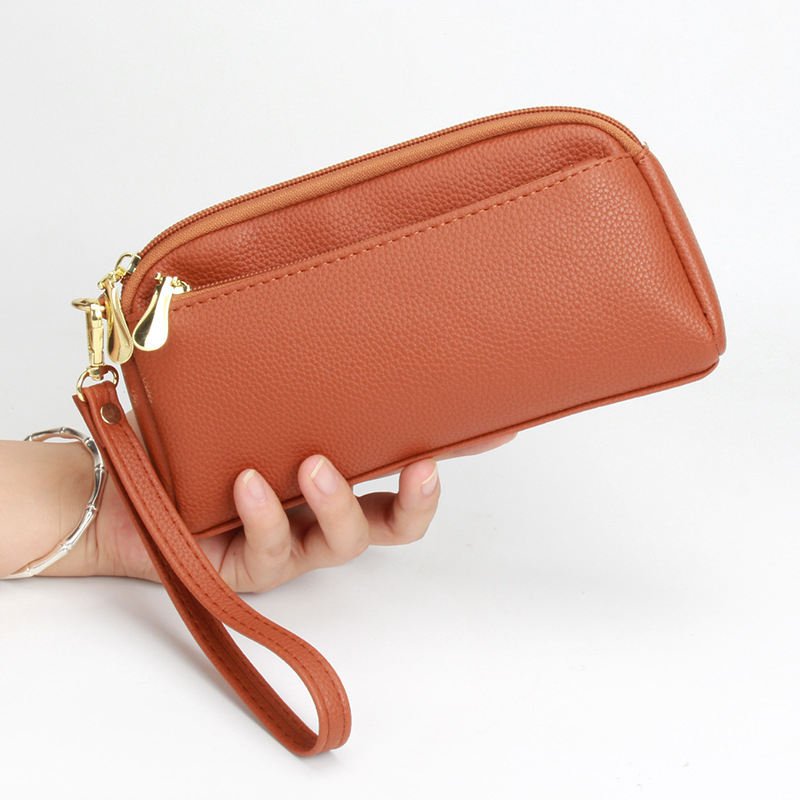 Geantă pentru telefon din PU, în formă de shell, cu fermoar, căptușeală din poliester, buzunar interior