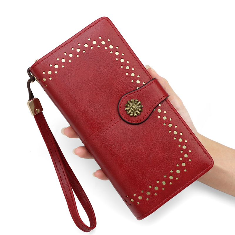 Duga ženska novčanik od PU kože s geometrijskim uzorkom, gradski minimalistički stil, podstava od poliestera