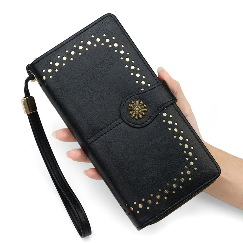 Duga ženska novčanik od PU kože s geometrijskim uzorkom, gradski minimalistički stil, podstava od poliestera