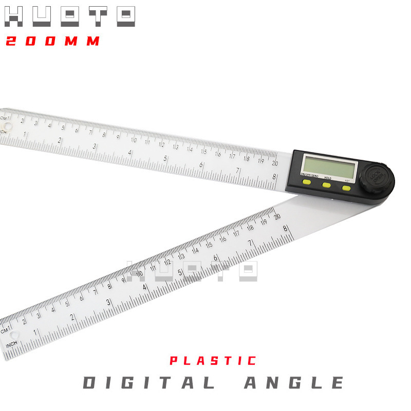 Riglă unghiulară digitală HUOTO — afișaj electronic, corp din plastic, măsurare a unghiului multifuncțională