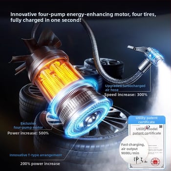 Nabíjateľná autosp pumpa s digitálnym displejom, 12V, 80W, prietok vzduchu 30 L/min