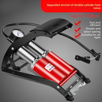 Hercules pedala pumpa za bicikl i motocikl - nehrđajući čelik, 80W, jednodijelna, 30 L/min, manometar za tlak u gumama