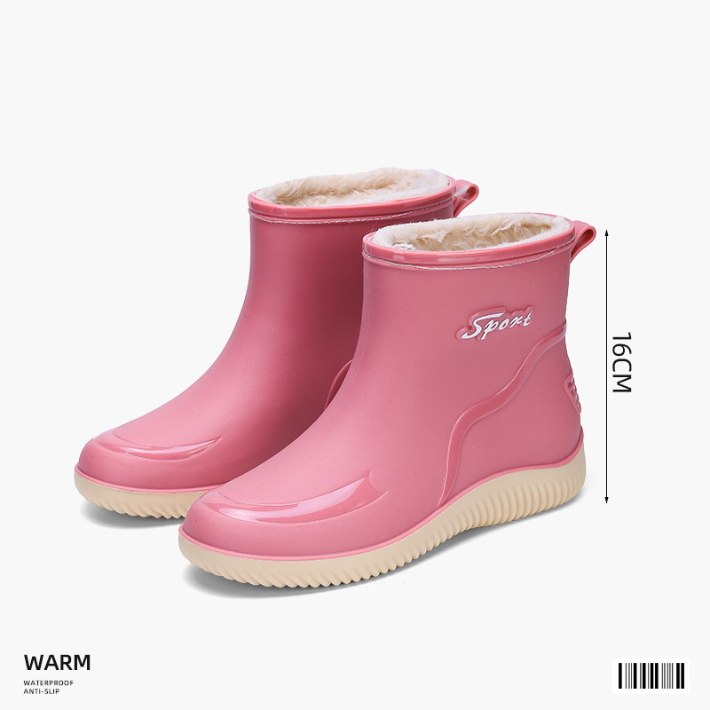 Cizme de ploaie pentru femei, gambă medie, vârf PVC, slip-on, toc mic 1–3 cm