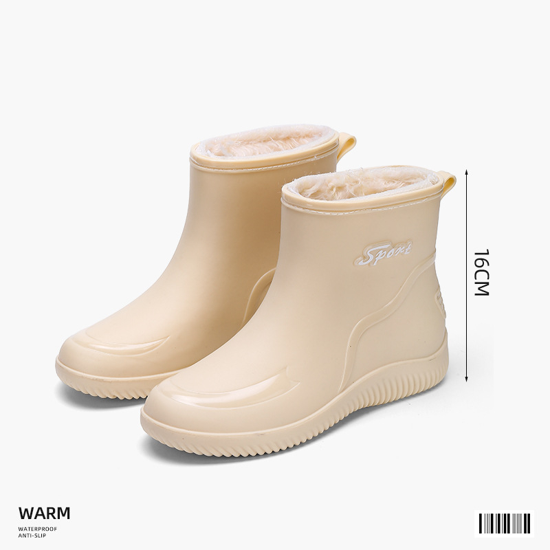 Cizme de ploaie pentru femei, gambă medie, vârf PVC, slip-on, toc mic 1–3 cm