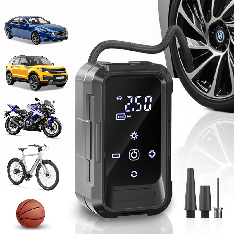 Bežična prijenosna automobilska pumpa za zrak, električna, 12V, 80W, 25 L/min, Punjiva, Digitalni zaslon