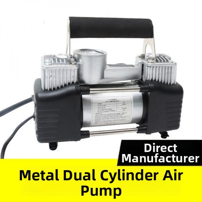 Automobilska pumpa za zrak s dvostrukim cilindrom, 12V, 200W, 50 L/min, 2 m crijevo, digitalni zaslon, LED osvjetljenje