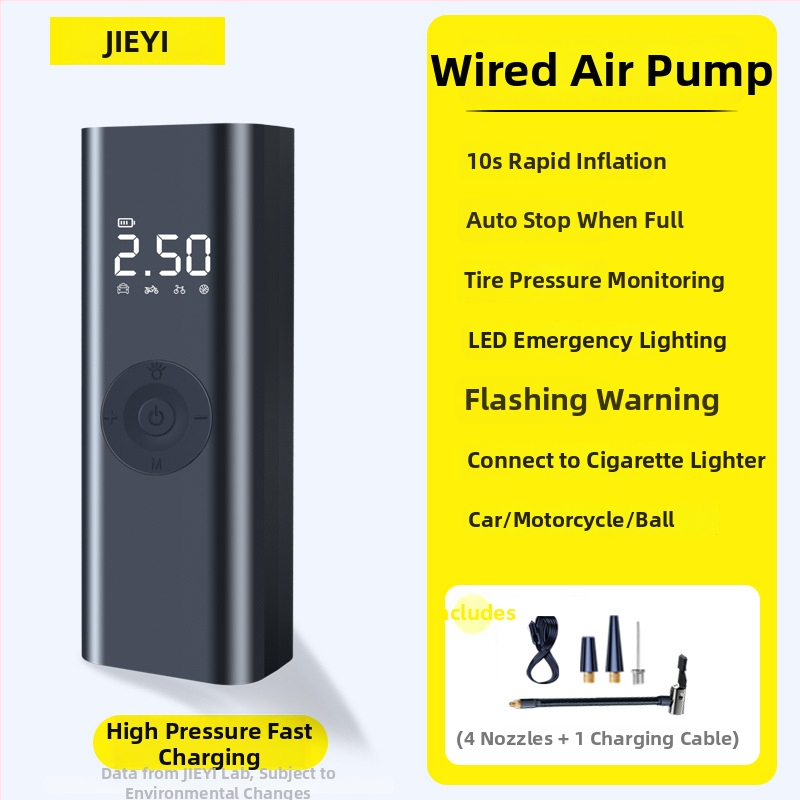 Bezdrôtová prenášacia pumpa na pneumatiky do auta s integrovaným tlakovým meračom; 12V, <80W, prietok 25 L/min, digitálny displej, USB nabíjanie
