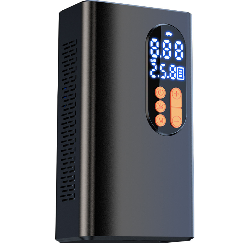 Pompa de umflat cauciuc auto, portabilă, automată, electrică, cu afișaj digital și lumină LED (12V DC, 80W, 35 L/min)