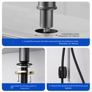 Robinet de bucătărie cu extensie, din oțel inoxidabil, disc ceramic, 0,1–0,9 MPa, 0–90 °C