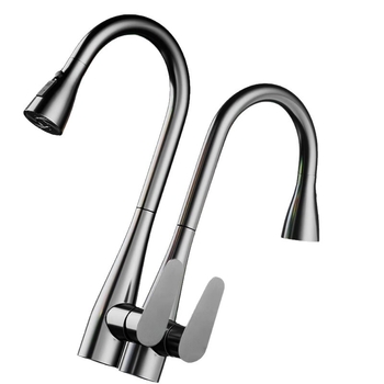 Robinet de bucătărie cu extensie, din oțel inoxidabil, disc ceramic, 0,1–0,9 MPa, 0–90 °C