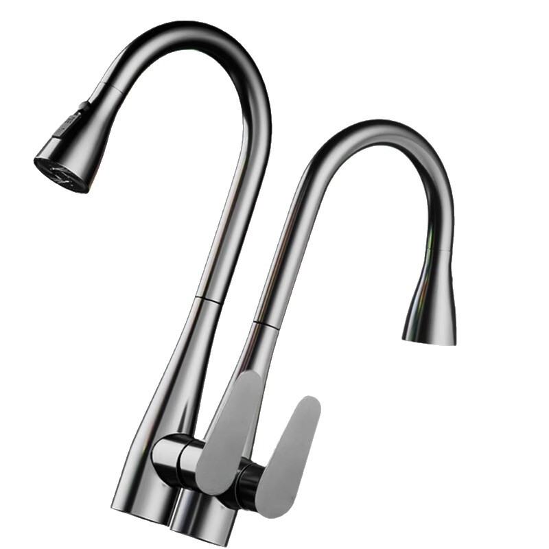 Robinet de bucătărie cu extensie, din oțel inoxidabil, disc ceramic, 0,1–0,9 MPa, 0–90 °C