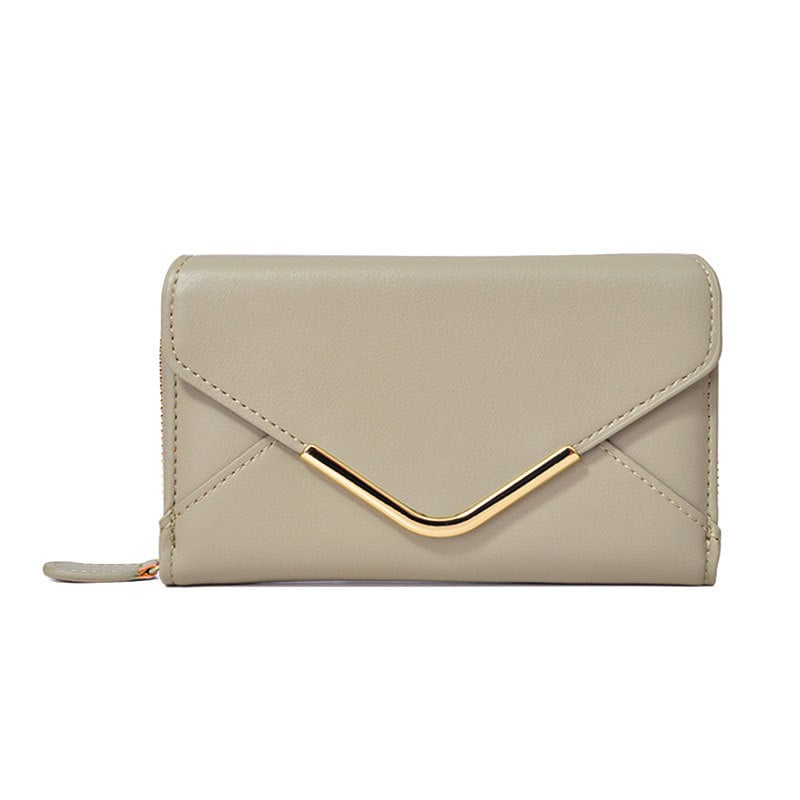 Sieviešu maku ar kuveres stila rāvējslēdzēju, minimalistisks, PU materiāls, vairāki kartes nodalījumi