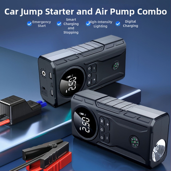 Štartér do auta s integrovanou pumpou na vzduch – všetko v jednom, 12V, 1800A, 200W, USB nabíjanie, prietok vzduchu 35 L/min