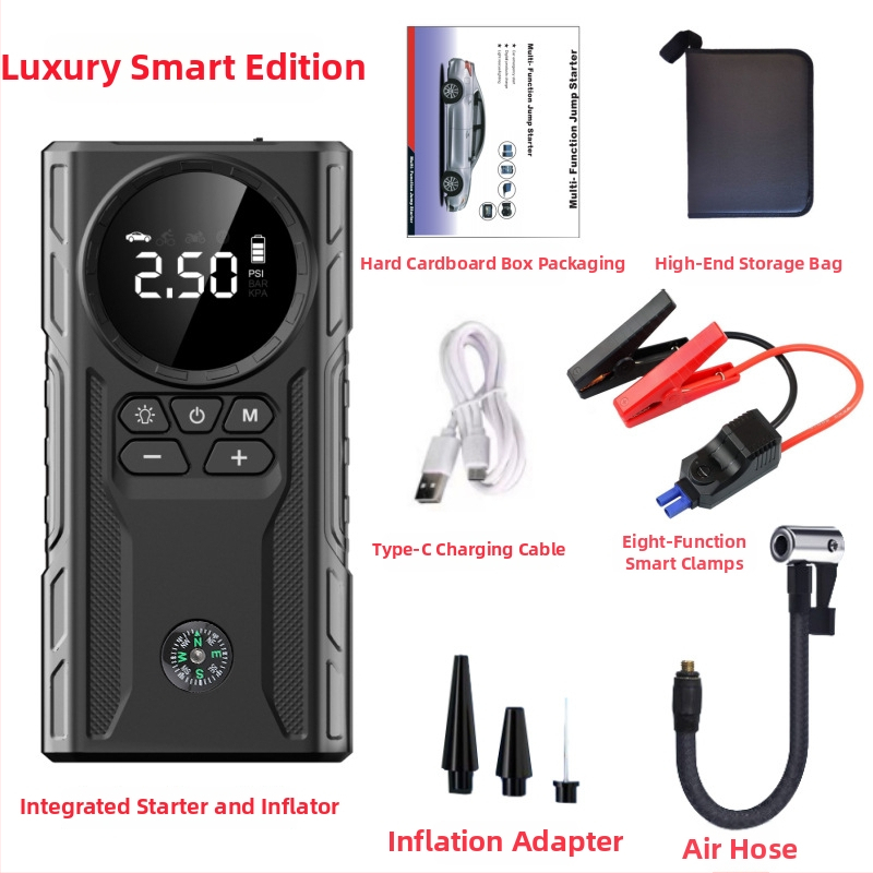 Štartér do auta s integrovanou pumpou na vzduch – všetko v jednom, 12V, 1800A, 200W, USB nabíjanie, prietok vzduchu 35 L/min
