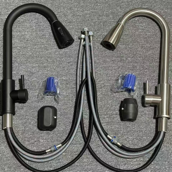 Robinet de bucătărie retractabil din oțel inox 304, montaj încorporat, 0–90°C, cartuș ceramic