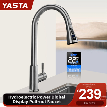 Kuhinjski izvlačni slavina od nehrđajućeg čelika, model Digital pull faucet, montaža vijcima, keramički ventil