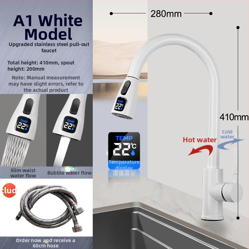 Kuhinjski izvlačni slavina od nehrđajućeg čelika, model Digital pull faucet, montaža vijcima, keramički ventil