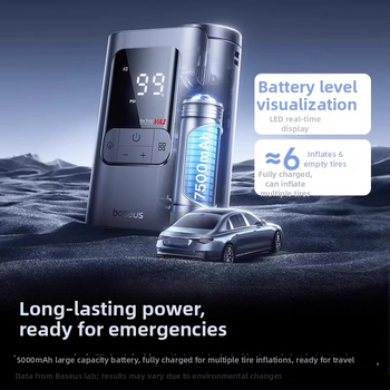 Baseus Gotrip VA1 Mini Bežični Napuhivač Guma Za Auto - 12V, 120W, 40 L/min, Napajanje na Baterije, Duplo Cilindrična Konstrukcija, Preko 20 Minuta Rada