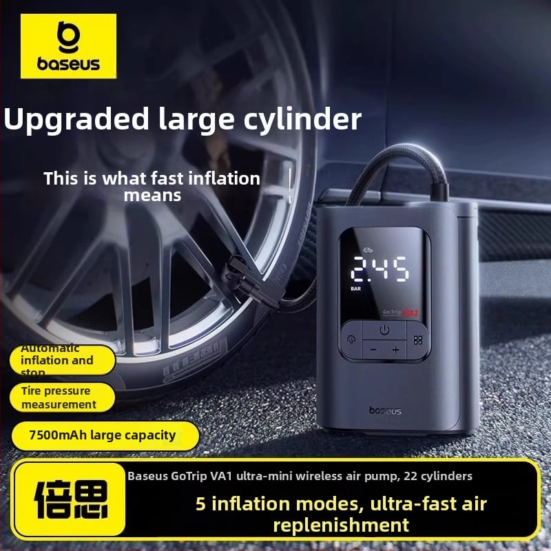 Baseus Gotrip VA1 Mini Bežični Napuhivač Guma Za Auto - 12V, 120W, 40 L/min, Napajanje na Baterije, Duplo Cilindrična Konstrukcija, Preko 20 Minuta Rada