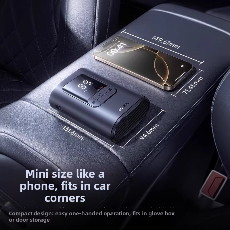 Baseus Gotrip VA1 Mini Bežični Napuhivač Guma Za Auto - 12V, 120W, 40 L/min, Napajanje na Baterije, Duplo Cilindrična Konstrukcija, Preko 20 Minuta Rada