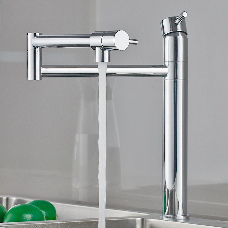 Robinet de bucătărie cu extensie retractabilă și rotire de 360°, corp din cupru, model D55003, 0-99°C, miez ceramic al ventilului