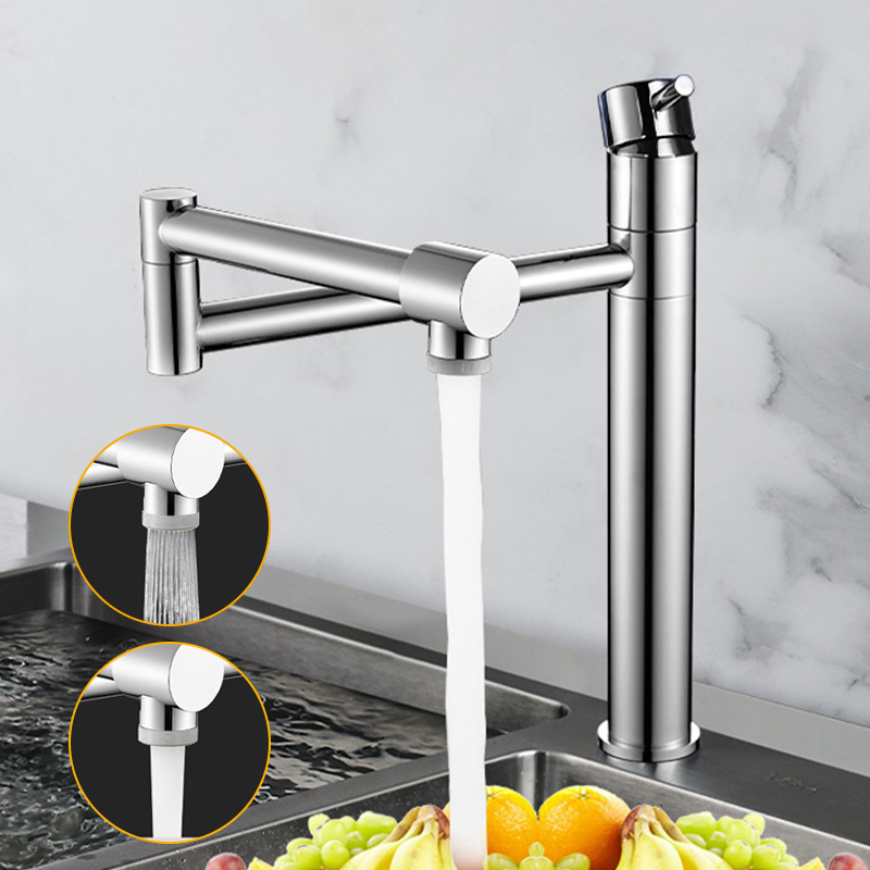Robinet de bucătărie cu extensie retractabilă și rotire de 360°, corp din cupru, model D55003, 0-99°C, miez ceramic al ventilului