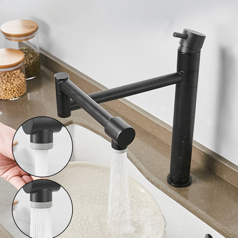 Robinet de bucătărie cu extensie retractabilă și rotire de 360°, corp din cupru, model D55003, 0-99°C, miez ceramic al ventilului