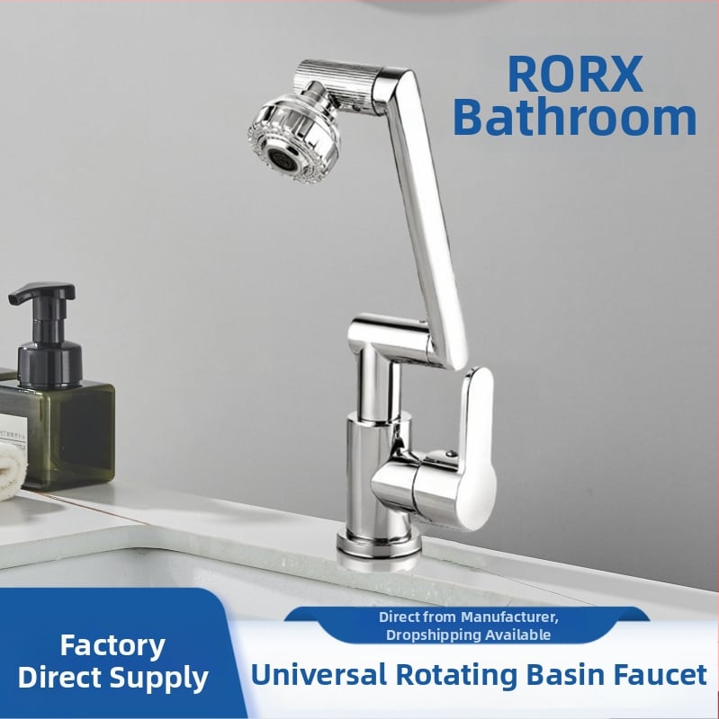 Robinet de bucătărie pentru chiuvetă, din oțel inoxidabil, rotativ, cu disc ceramic, model Ba-05, montaj încastrat