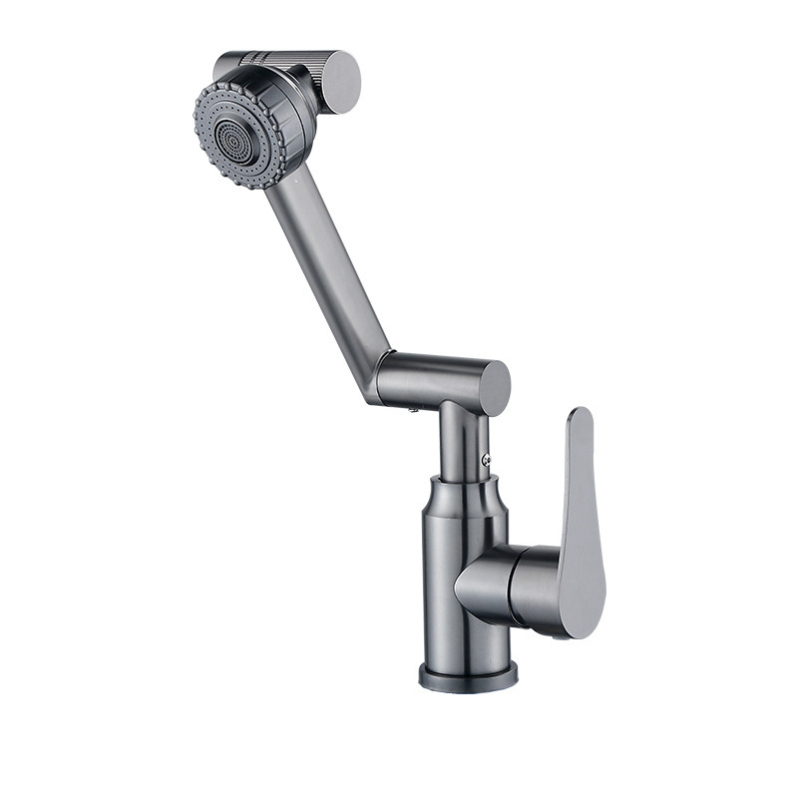 Robinet de bucătărie pentru chiuvetă, din oțel inoxidabil, rotativ, cu disc ceramic, model Ba-05, montaj încastrat