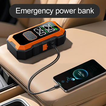Auto start za nuždu i pumpa za zrak – sve-u-jedno, bežični power bank, 14.8V, 220W, 60 L/min, manometar za tlak u gumama