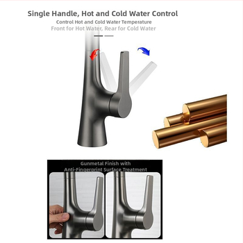 Robinet de bucătărie retractabil, din cupru integral, trei moduri de curgere, model V72-3, diametrul bazei 35 mm, cartuș ceramic