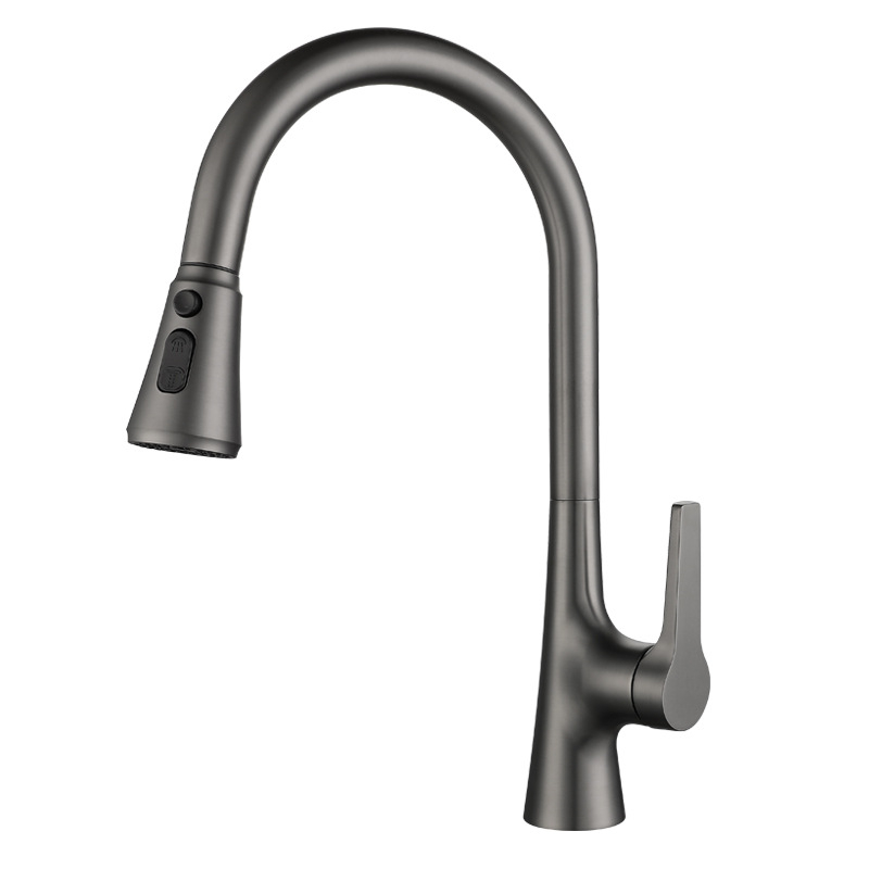 Robinet de bucătărie retractabil, din cupru integral, trei moduri de curgere, model V72-3, diametrul bazei 35 mm, cartuș ceramic