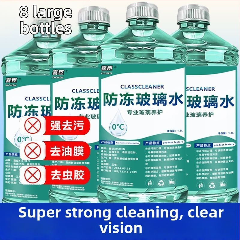 Priekinio stiklo plovimo skystis su antifrizu iki -40°C, visiems metų laikams, kristalinė danga ir riebalinių plėvelių pašalinimas