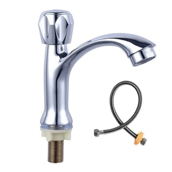 Robinet de chiuvetă cu apă rece pentru chiuvetă – disc ceramic al valvei, finisaj cromat, corp din plastic, construcție triplu, compatibil cu lavoare montate sub blat sau deasupra blatului