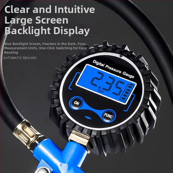 Manometer na tlak v pneumatikách Enjoy, s vysokou presnosťou digitálny displej, rozsah 0–220 psi, jednotka bar, telo z živice a zliatiny