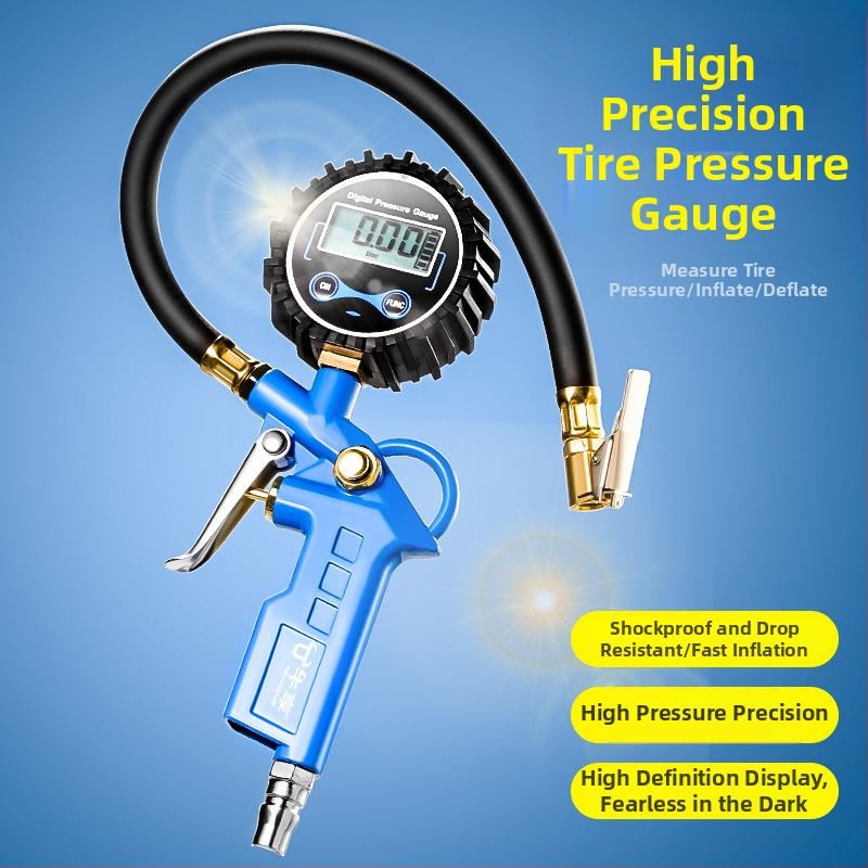 Manometer na tlak v pneumatikách Enjoy, s vysokou presnosťou digitálny displej, rozsah 0–220 psi, jednotka bar, telo z živice a zliatiny