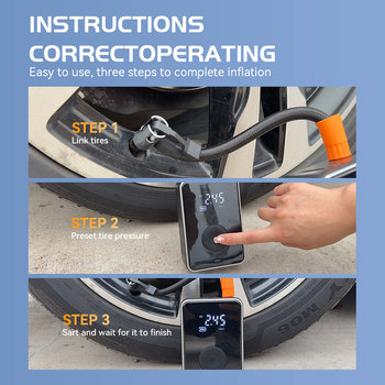 Prijenosna USB pumpa za automobil, 7.4V, 25 L/min, digitalni zaslon, >20 min radnog vremena, ABS kućište