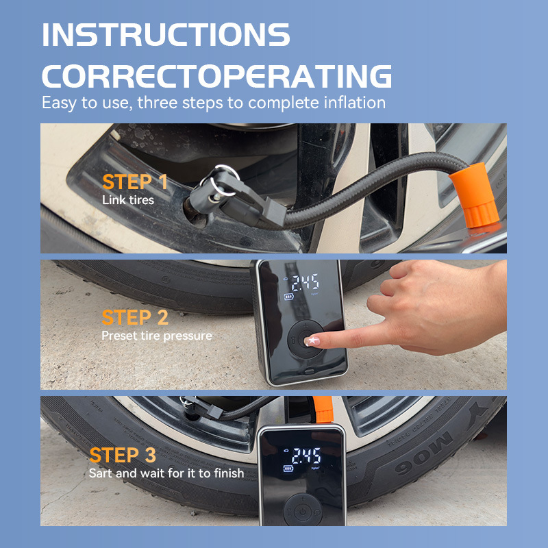 Prijenosna USB pumpa za automobil, 7.4V, 25 L/min, digitalni zaslon, >20 min radnog vremena, ABS kućište