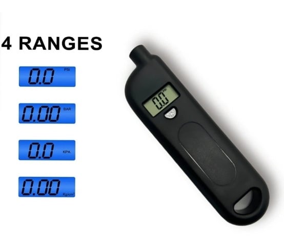 Raktų pakabukas su skaitmeniniu padangos slėgio matuokliu, elektroninis manometras HB-112, diapazonas 0-150, skaitmeninis ekranas, didelis tikslumas